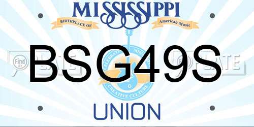 BSG49S Mississippi License Plate