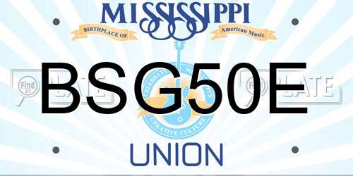 BSG50E Mississippi License Plate