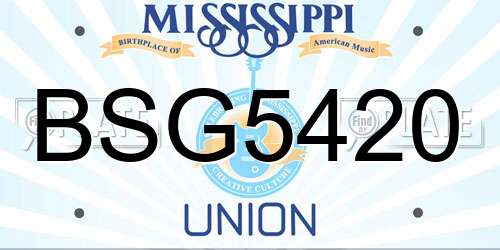 BSG5420 Mississippi License Plate