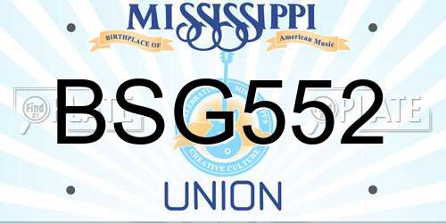 BSG552 Mississippi License Plate