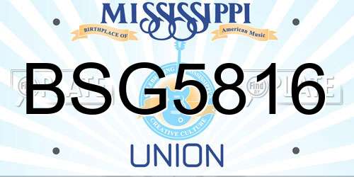 BSG5816 Mississippi License Plate