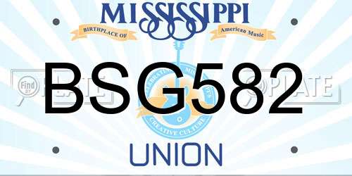 BSG582 Mississippi License Plate