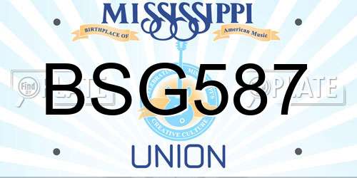 BSG587 Mississippi License Plate