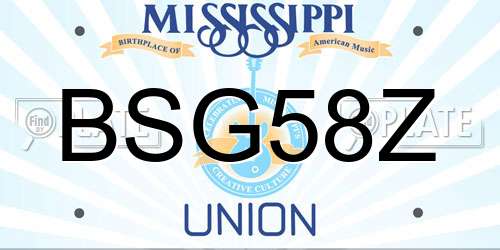 BSG58Z Mississippi License Plate