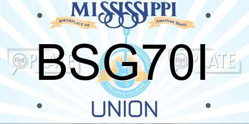 BSG70I Mississippi License Plate