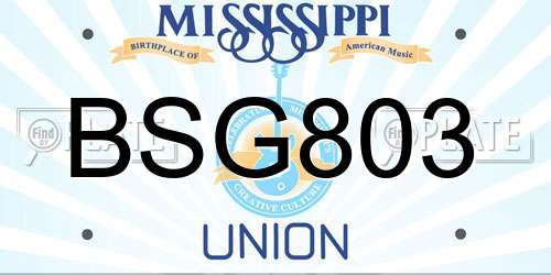 BSG803 Mississippi License Plate