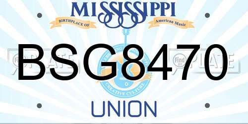 BSG8470 Mississippi License Plate