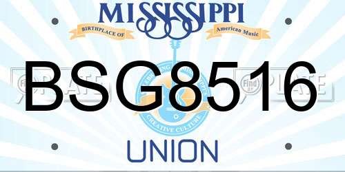BSG8516 Mississippi License Plate