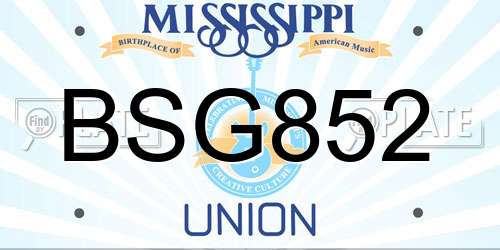 BSG852 Mississippi License Plate