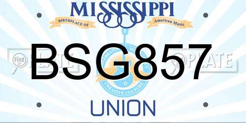 BSG857 Mississippi License Plate