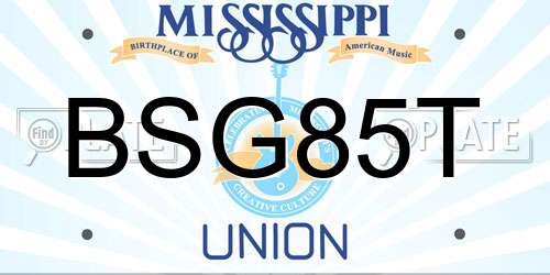 BSG85T Mississippi License Plate