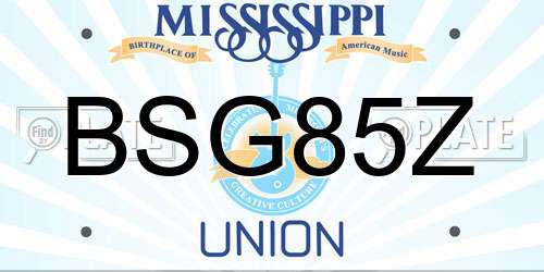 BSG85Z Mississippi License Plate