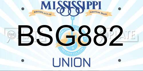 BSG882 Mississippi License Plate
