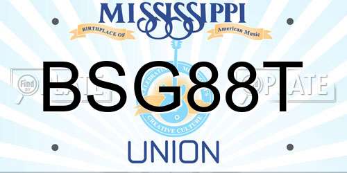 BSG88T Mississippi License Plate