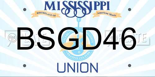 BSGD46 Mississippi License Plate