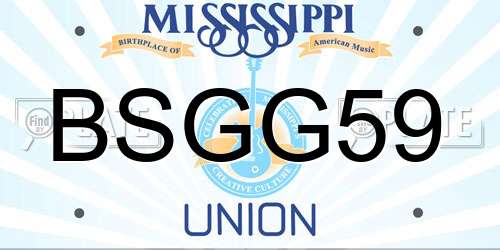 BSGG59 Mississippi License Plate