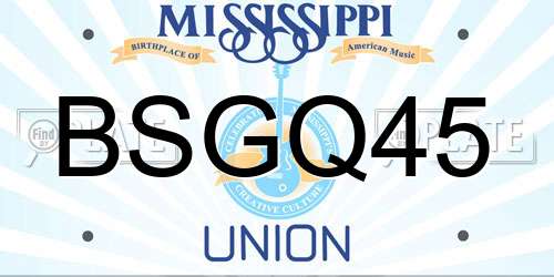 BSGQ45 Mississippi License Plate