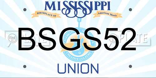 BSGS52 Mississippi License Plate