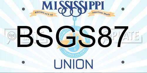 BSGS87 Mississippi License Plate