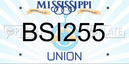 BSI255 Mississippi License Plate