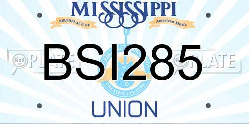 BSI285 Mississippi License Plate