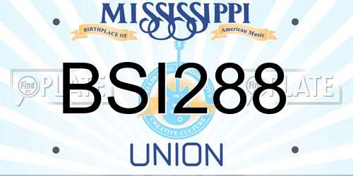 BSI288 Mississippi License Plate