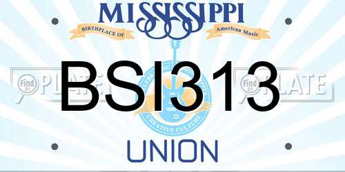 BSI313 Mississippi License Plate