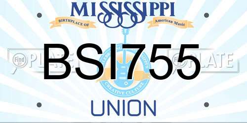 BSI755 Mississippi License Plate