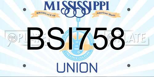 BSI758 Mississippi License Plate