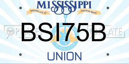 BSI75B Mississippi License Plate