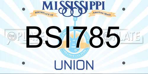 BSI785 Mississippi License Plate