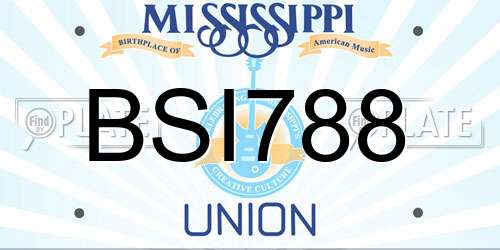 BSI788 Mississippi License Plate