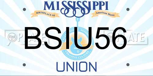 BSIU56 Mississippi License Plate