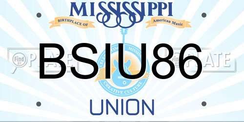 BSIU86 Mississippi License Plate