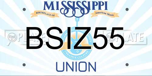 BSIZ55 Mississippi License Plate