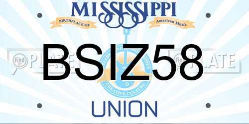 BSIZ58 Mississippi License Plate