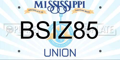 BSIZ85 Mississippi License Plate