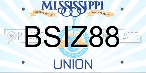 BSIZ88 Mississippi License Plate