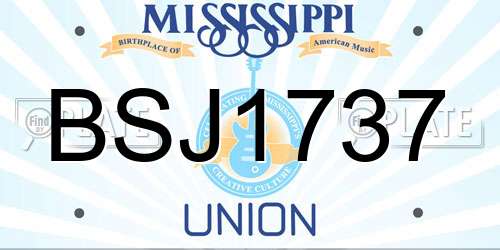 BSJ1737 Mississippi License Plate