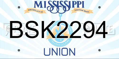 BSK2294 Mississippi License Plate