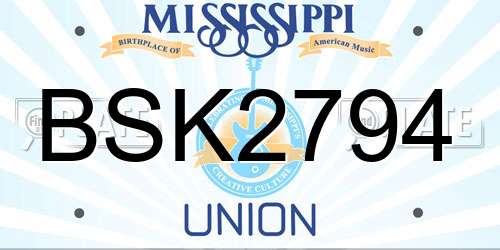 BSK2794 Mississippi License Plate