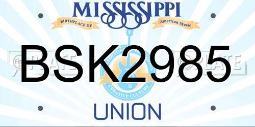 BSK2985 Mississippi License Plate