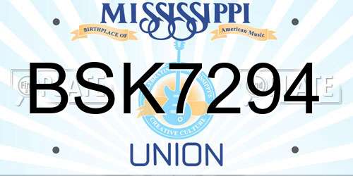 BSK7294 Mississippi License Plate