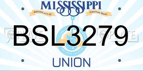 BSL3279 Mississippi License Plate