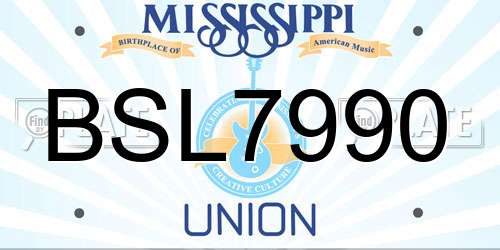 BSL7990 Mississippi License Plate