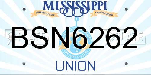 BSN6262 Mississippi License Plate
