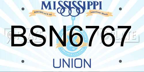 BSN6767 Mississippi License Plate