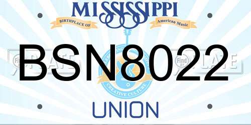 BSN8022 Mississippi License Plate