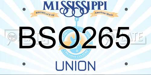 BSO265 Mississippi License Plate