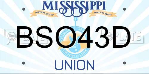 BSO43D Mississippi License Plate